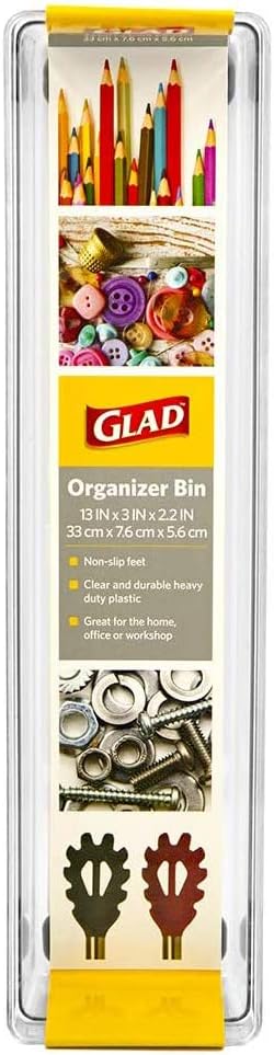Glad Silverware & Utensil Drawer Organizer - Divided Clear Plastic Storage Tray with 5 Compartments for Kitchen Flatware and Cutlery - BPA Free, Food Safe, Non Slip, 11x13 inches