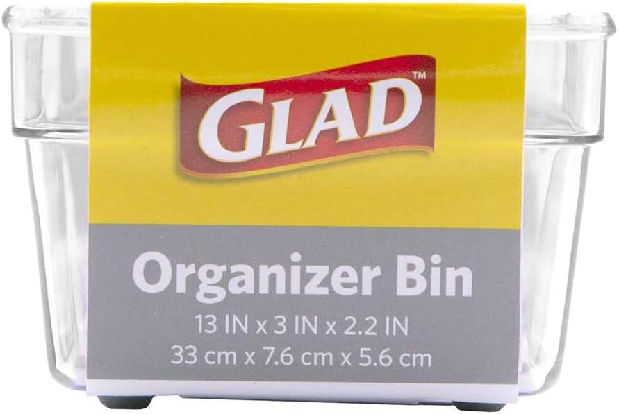 Glad Silverware & Utensil Drawer Organizer - Divided Clear Plastic Storage Tray with 5 Compartments for Kitchen Flatware and Cutlery - BPA Free, Food Safe, Non Slip, 11x13 inches