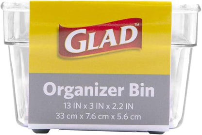 Glad Silverware & Utensil Drawer Organizer - Divided Clear Plastic Storage Tray with 5 Compartments for Kitchen Flatware and Cutlery - BPA Free, Food Safe, Non Slip, 11x13 inches