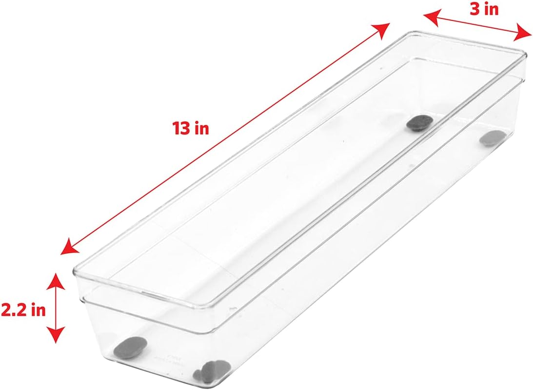 Glad Silverware & Utensil Drawer Organizer - Divided Clear Plastic Storage Tray with 5 Compartments for Kitchen Flatware and Cutlery - BPA Free, Food Safe, Non Slip, 11x13 inches