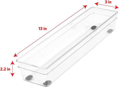 Glad Silverware & Utensil Drawer Organizer - Divided Clear Plastic Storage Tray with 5 Compartments for Kitchen Flatware and Cutlery - BPA Free, Food Safe, Non Slip, 11x13 inches
