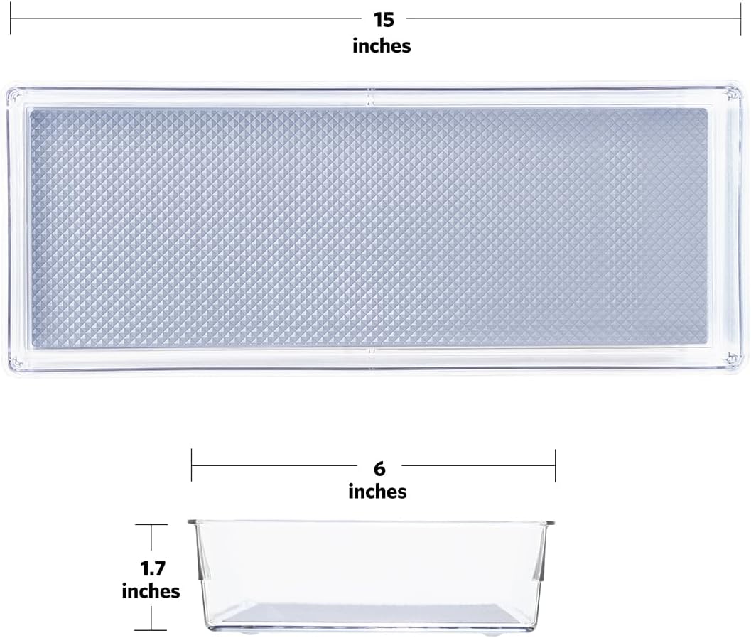 Glad Silverware & Utensil Drawer Organizer - Divided Clear Plastic Storage Tray with 5 Compartments for Kitchen Flatware and Cutlery - BPA Free, Food Safe, Non Slip, 11x13 inches