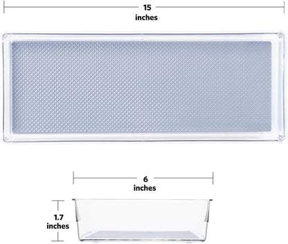 Glad Silverware & Utensil Drawer Organizer - Divided Clear Plastic Storage Tray with 5 Compartments for Kitchen Flatware and Cutlery - BPA Free, Food Safe, Non Slip, 11x13 inches