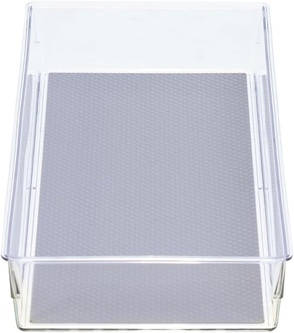 Glad Silverware & Utensil Drawer Organizer - Divided Clear Plastic Storage Tray with 5 Compartments for Kitchen Flatware and Cutlery - BPA Free, Food Safe, Non Slip, 11x13 inches
