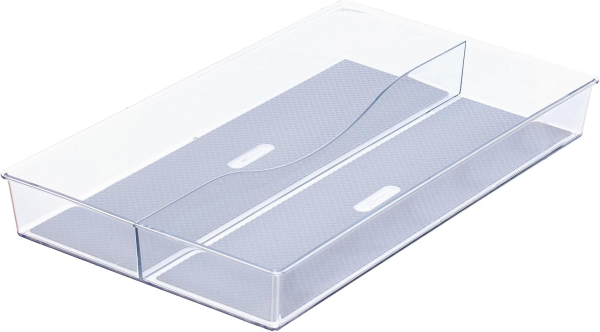 Glad Silverware & Utensil Drawer Organizer - Divided Clear Plastic Storage Tray with 5 Compartments for Kitchen Flatware and Cutlery - BPA Free, Food Safe, Non Slip, 11x13 inches