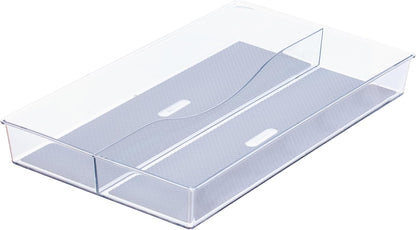 Glad Silverware & Utensil Drawer Organizer - Divided Clear Plastic Storage Tray with 5 Compartments for Kitchen Flatware and Cutlery - BPA Free, Food Safe, Non Slip, 11x13 inches