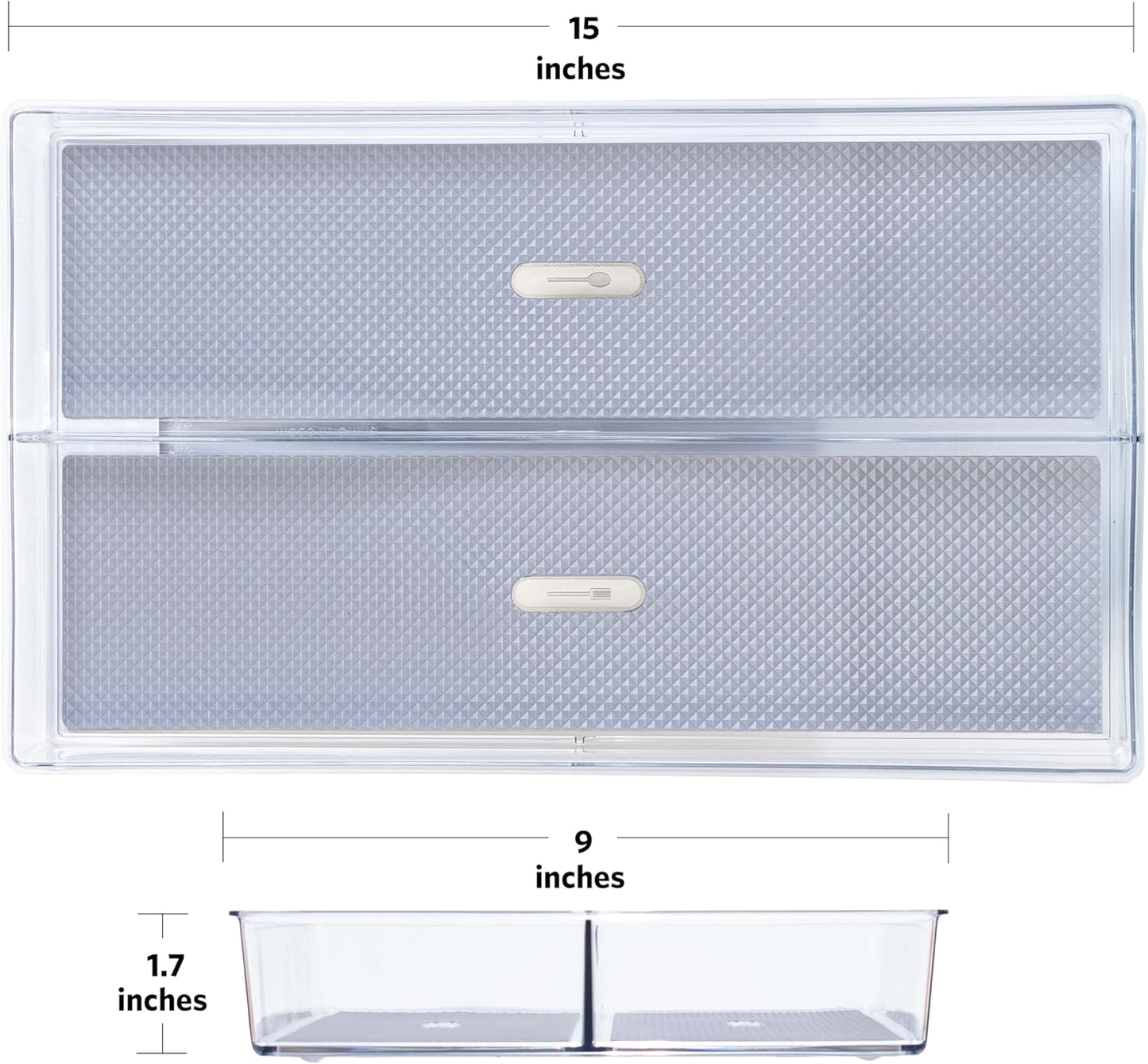 Glad Silverware & Utensil Drawer Organizer - Divided Clear Plastic Storage Tray with 5 Compartments for Kitchen Flatware and Cutlery - BPA Free, Food Safe, Non Slip, 11x13 inches