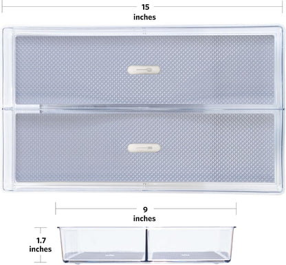 Glad Silverware & Utensil Drawer Organizer - Divided Clear Plastic Storage Tray with 5 Compartments for Kitchen Flatware and Cutlery - BPA Free, Food Safe, Non Slip, 11x13 inches