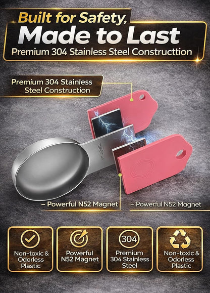 Magnetic Measuring Cups & Spoons Set|304 Stainless Steel Dual Scale Set of 15, Strong N52 Magnetic Nesting Design with Leveler, for Dry&Liquid Ingredients, Dishwasher Safe(Black)