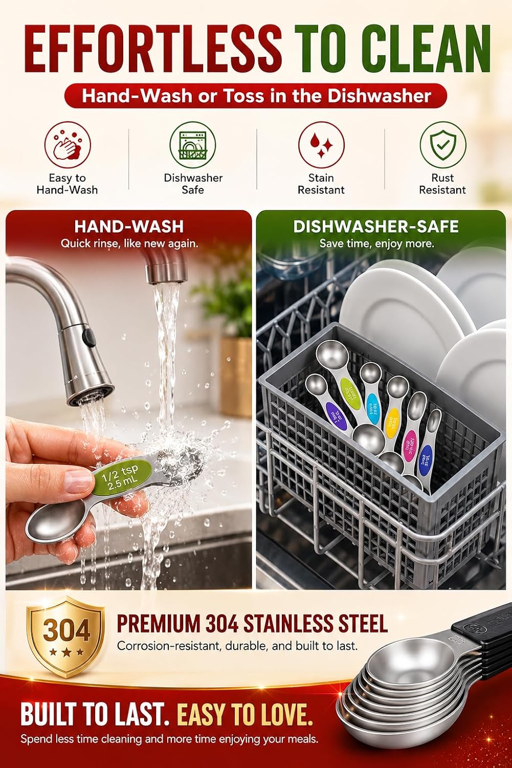 Magnetic Measuring Cups & Spoons Set|304 Stainless Steel Dual Scale Set of 15, Strong N52 Magnetic Nesting Design with Leveler, for Dry&Liquid Ingredients, Dishwasher Safe(Black)