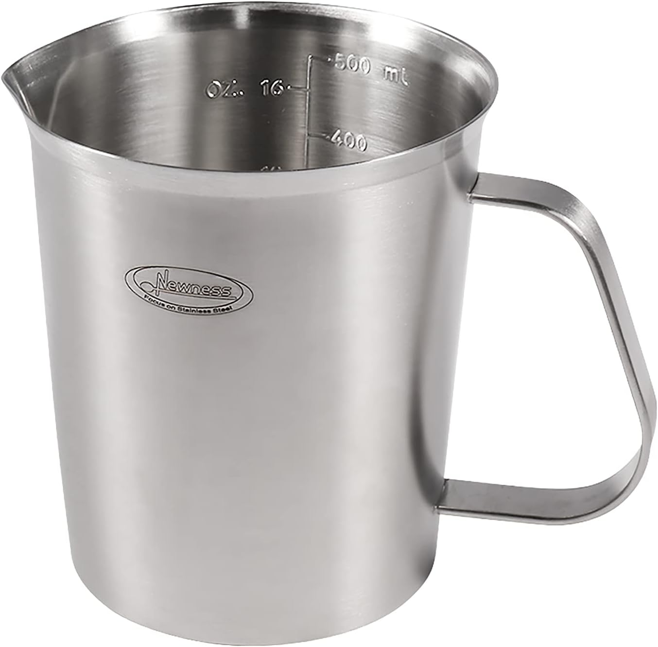 Stainless Steel Measuring Cup, Metal Measuring Cup with Handle (Upgraded, 3 Marking Including Cup/ML/Ounce Scale), 16 Ounces (0.5 Liter, 2 Cup)