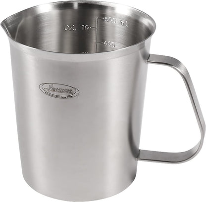 Stainless Steel Measuring Cup, Metal Measuring Cup with Handle (Upgraded, 3 Marking Including Cup/ML/Ounce Scale), 16 Ounces (0.5 Liter, 2 Cup)