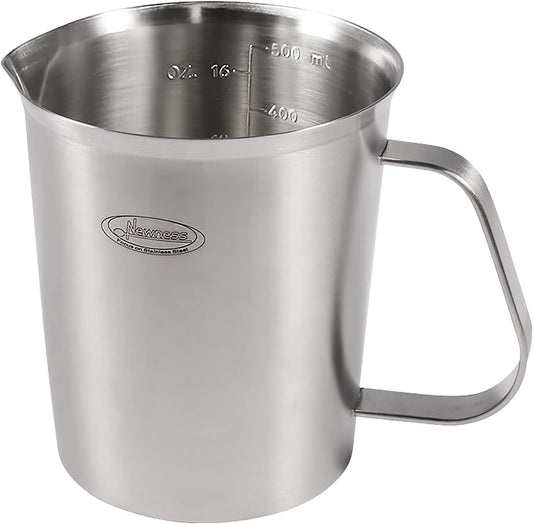 Stainless Steel Measuring Cup, Metal Measuring Cup with Handle (Upgraded, 3 Marking Including Cup/ML/Ounce Scale), 16 Ounces (0.5 Liter, 2 Cup)