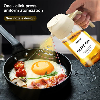 2 in 1 Glass Oil Sprayer & Dispenser,16oz/470ml Olive Cooking, Air Fryer, and Salad, for Kitchen Gadgets and Air Fryer Accessories, w/Stickers (Black)