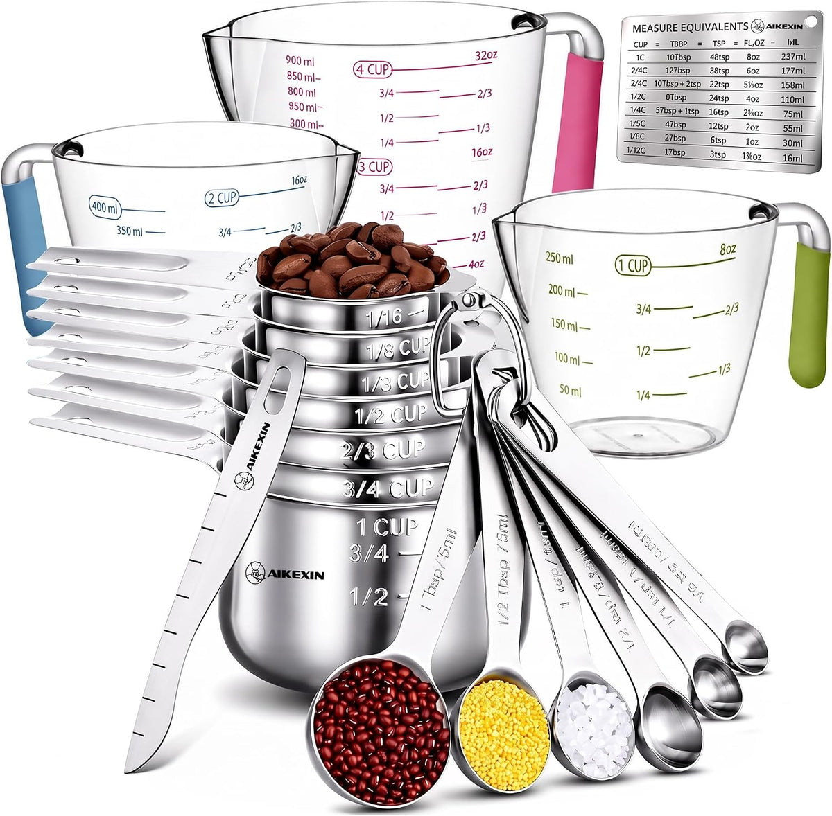 Stainless Steel Measuring Cups & Spoons Set, Precision Baking Tools