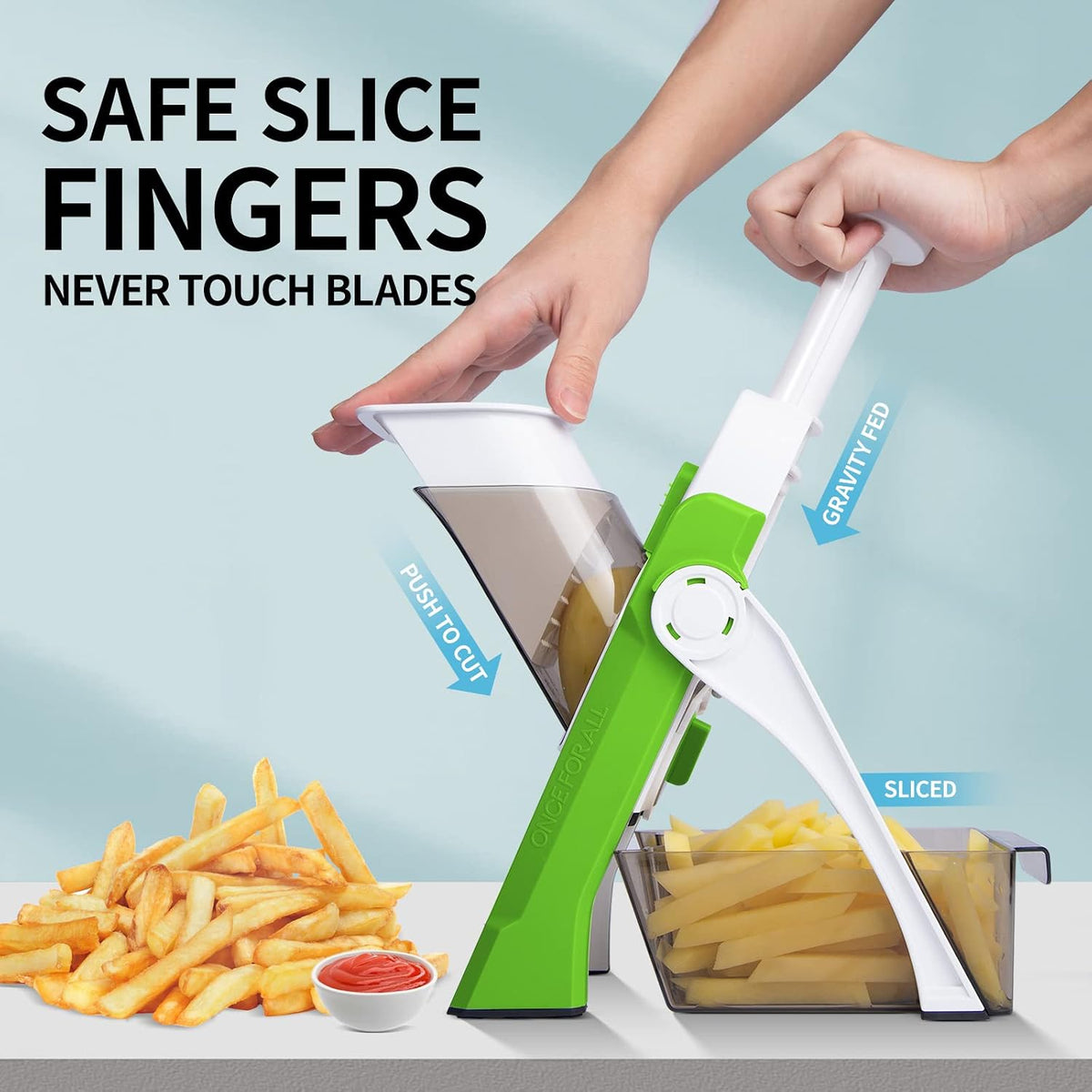 QYKIC Safe Mandoline Slicer for Kitchen, Adjustable Potato Slicer Pro