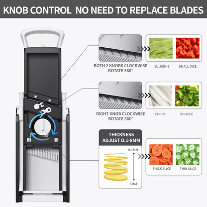 QYKIC Safe Mandoline Slicer for Kitchen, Adjustable Potato Slicer Pro