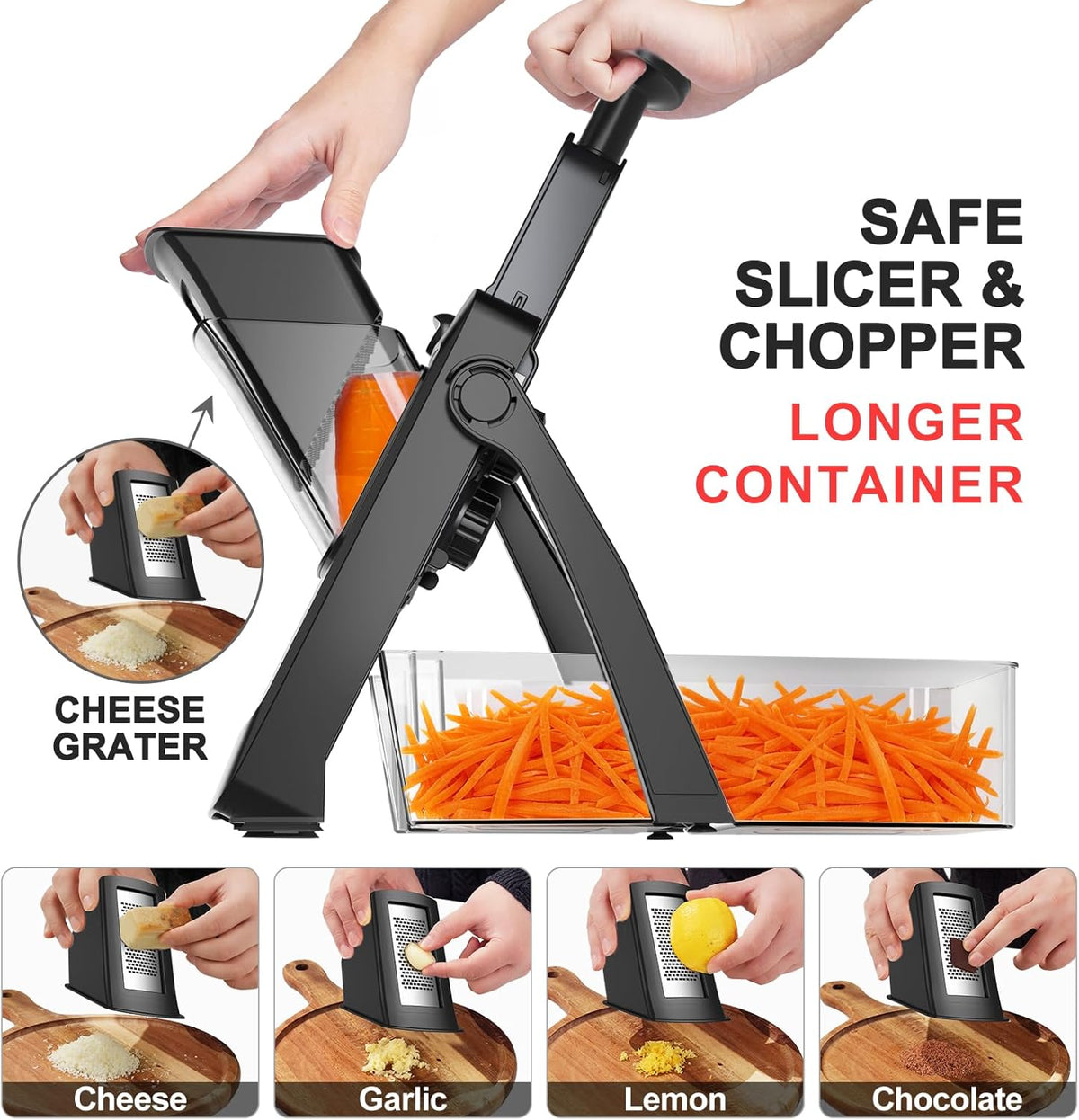 QYKIC Safe Mandoline Slicer for Kitchen, Adjustable Potato Slicer Pro