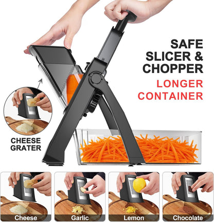 QYKIC Safe Mandoline Slicer for Kitchen, Adjustable Potato Slicer Pro