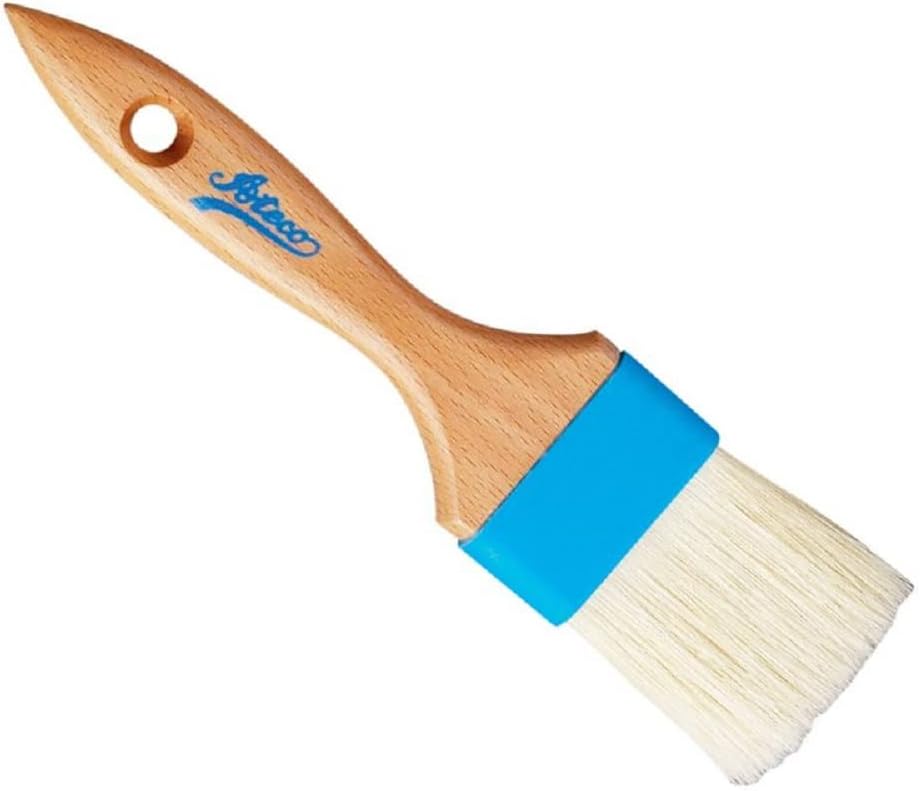 Flat Pastry Brush 2" Wide Basting Kitchen Baking Tool Natural Wood (2Pack),Tan