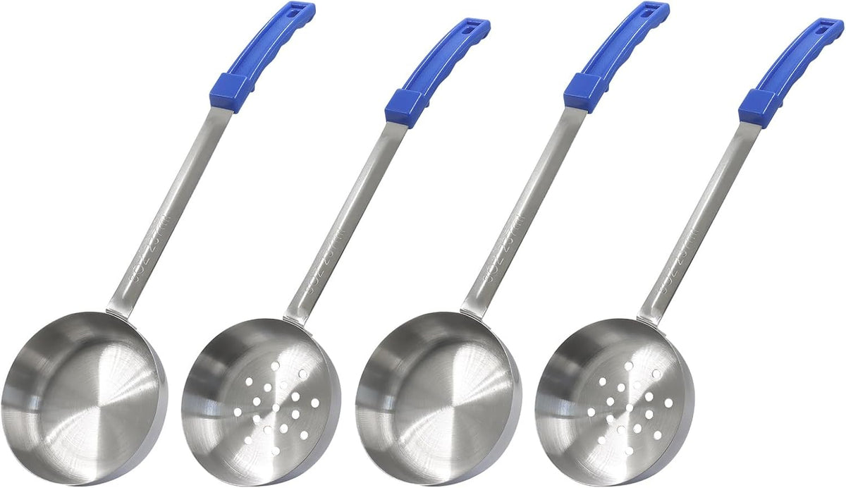 4 Pcs Portion Control Serving Spoons Ladle Scoops (Blue, 8oz)