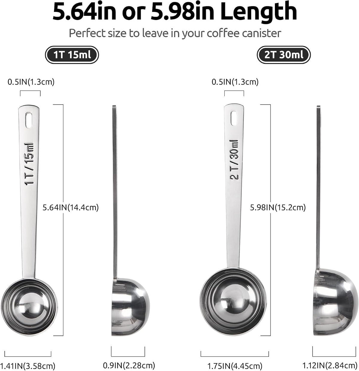 Coffee Scoop 1 Tablespoon, 4.3in Long Handle Tbsp Measuring Spoon