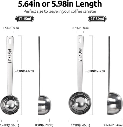Coffee Scoop 1 Tablespoon, 4.3in Long Handle Tbsp Measuring Spoon