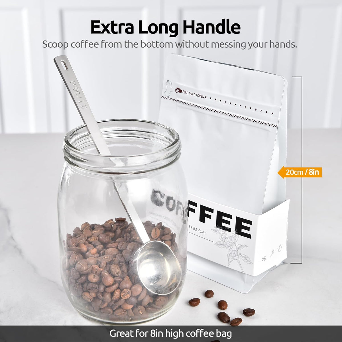 Coffee Scoop 1 Tablespoon, 4.3in Long Handle Tbsp Measuring Spoon
