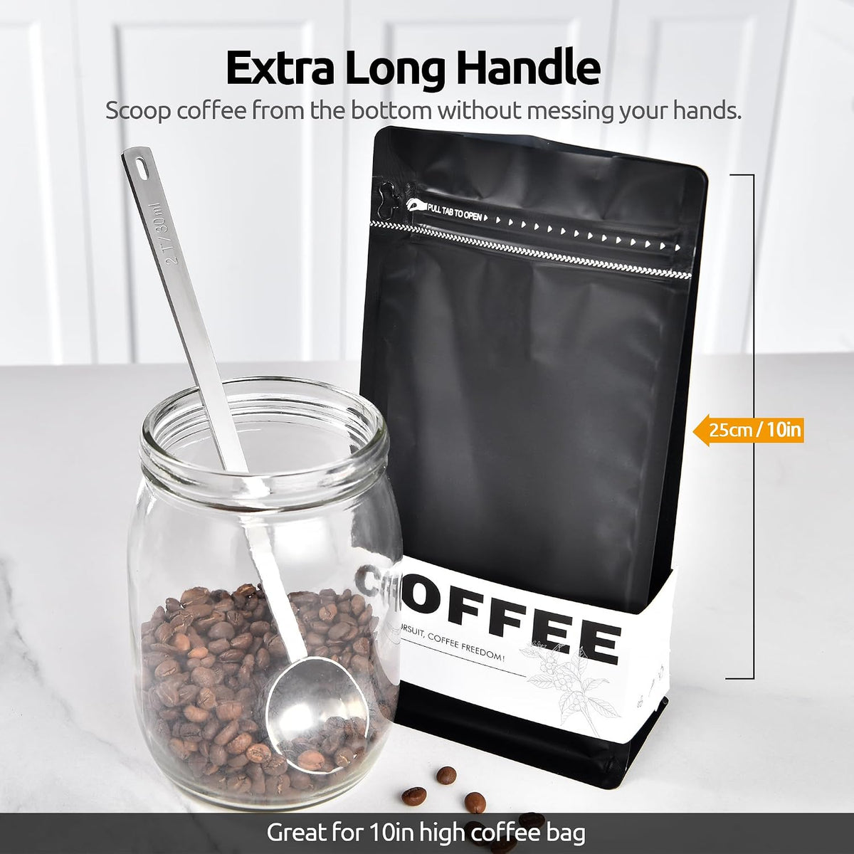 Coffee Scoop 1 Tablespoon, 4.3in Long Handle Tbsp Measuring Spoon