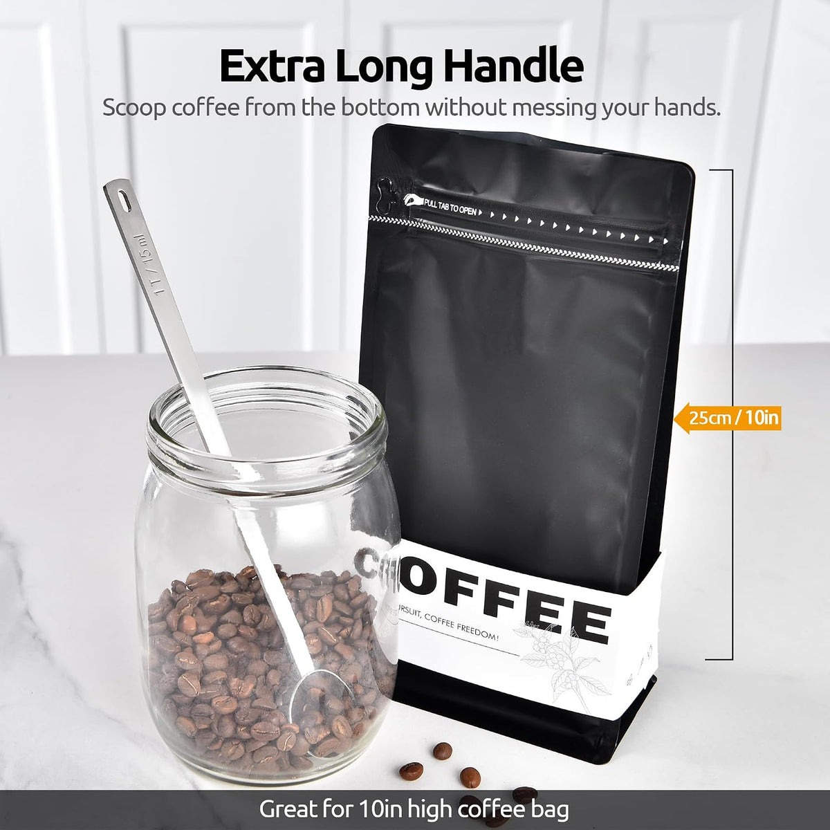 Coffee Scoop 1 Tablespoon, 4.3in Long Handle Tbsp Measuring Spoon