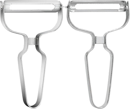 Stainless Steel Julienne Peeler Set, 2-Piece, Y-Design with Dual Blades, Ergonomic Non-Slip Handle, Easy Storage