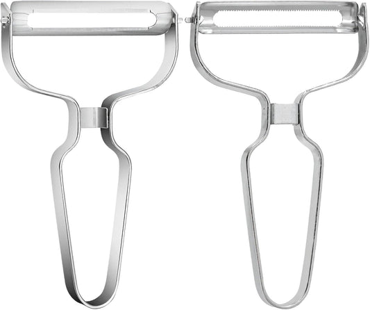 Stainless Steel Julienne Peeler Set, 2-Piece, Y-Design with Dual Blades, Ergonomic Non-Slip Handle, Easy Storage