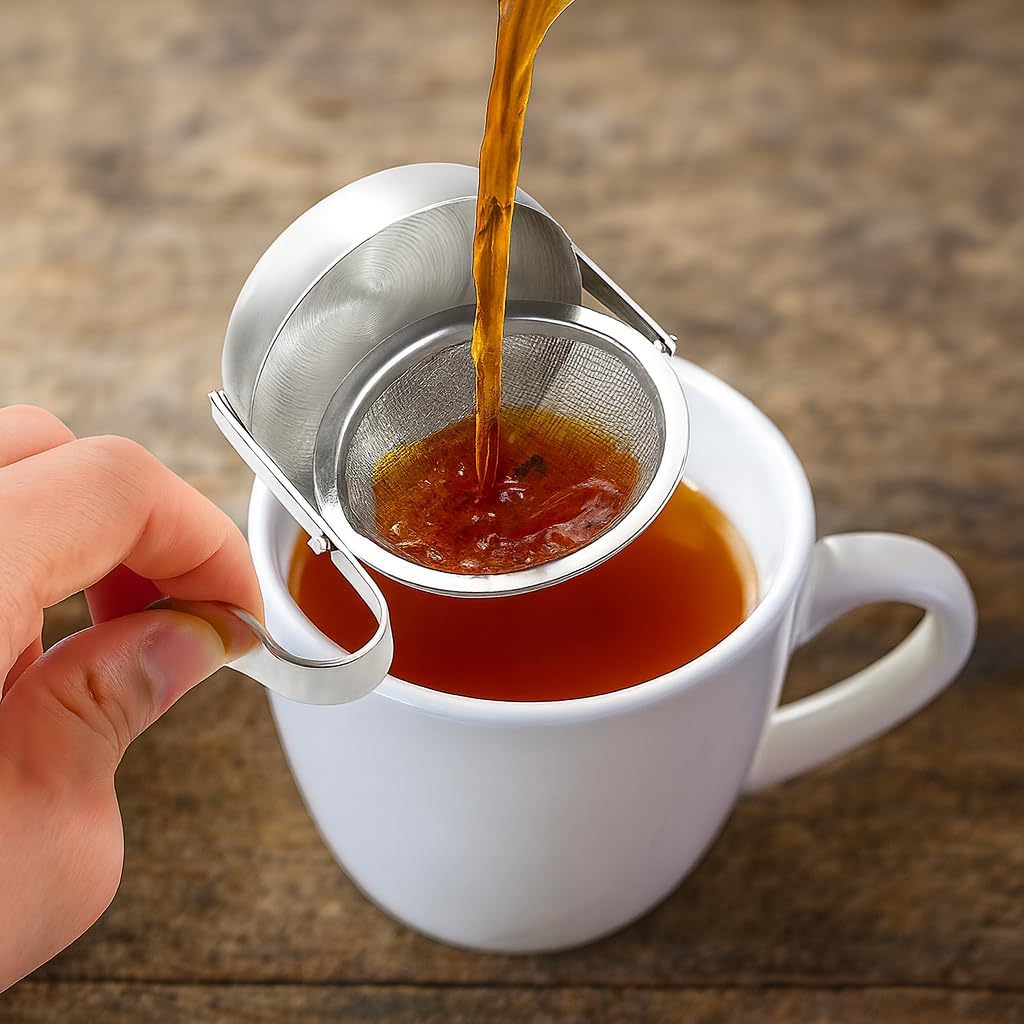 Kitchen Fine Mesh Tea Strainer With Helper Handle, 18/8 Stainless Steel, 2.75-Inch, For Sifting, Straining, And Brewing Tea, Coffee, Or Cocktails