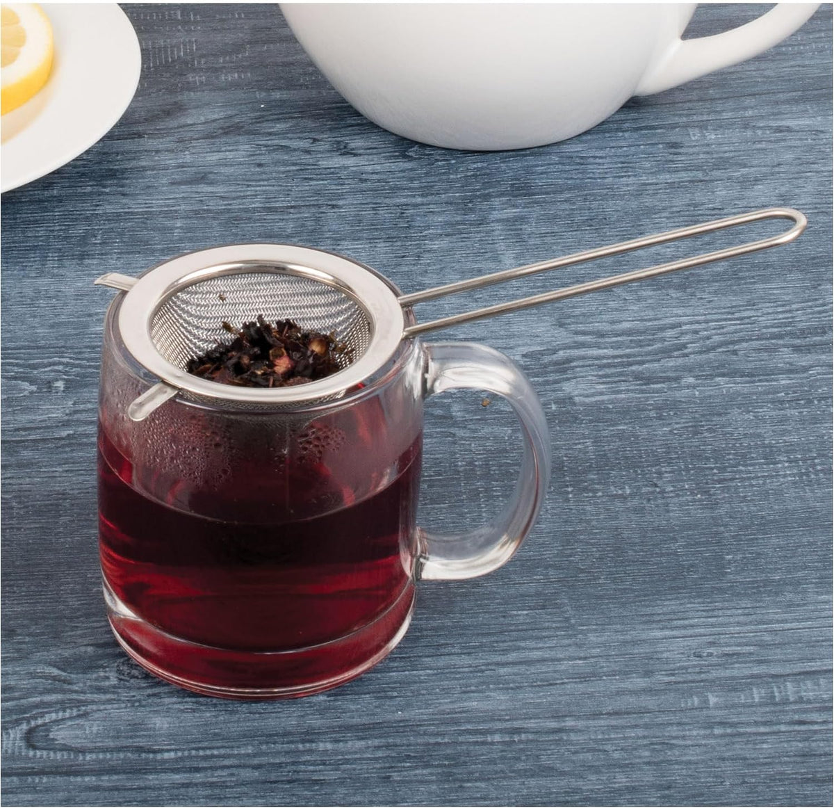 Kitchen Fine Mesh Tea Strainer With Helper Handle, 18/8 Stainless Steel, 2.75-Inch, For Sifting, Straining, And Brewing Tea, Coffee, Or Cocktails