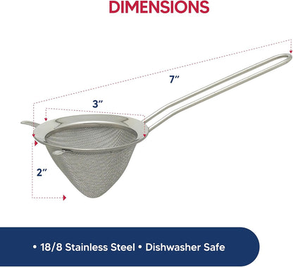 Kitchen Fine Mesh Tea Strainer With Helper Handle, 18/8 Stainless Steel, 2.75-Inch, For Sifting, Straining, And Brewing Tea, Coffee, Or Cocktails