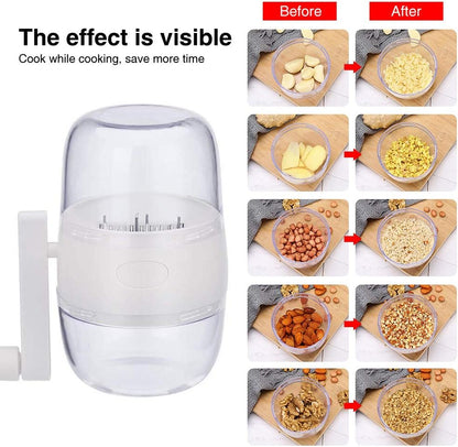 Manual Nut Grinder, Portable Nut Chopper Hand Crank for All Nuts Walnut Pecans, Food Chopper Garlic Cutter Hand Held Food Shredder Cutter Mincer Blender Kitchen Tool(White)
