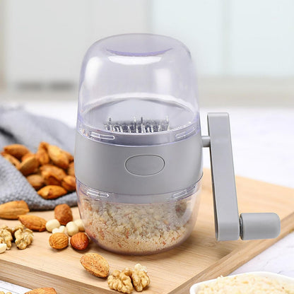 Manual Nut Grinder, Portable Nut Chopper Hand Crank for All Nuts Walnut Pecans, Food Chopper Garlic Cutter Hand Held Food Shredder Cutter Mincer Blender Kitchen Tool(White)