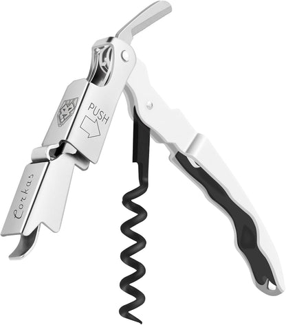 Wine Key - Professional Handcrafted Heavy Duty Waiter Corkscrew, Compact Wine Opener with Double Hinged, Foil Cutter and Bottle Opener, Gifts for Servers, Sommelier, Bartenders - Red