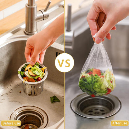 300 PCS Disposable Kitchen Sink Drain Strainer Mesh Bag, Anti-Clogging Mesh Disposable Drain Covers Fits Most Sink Strainers, Filter Nets for Leftover & Kitchen Waste