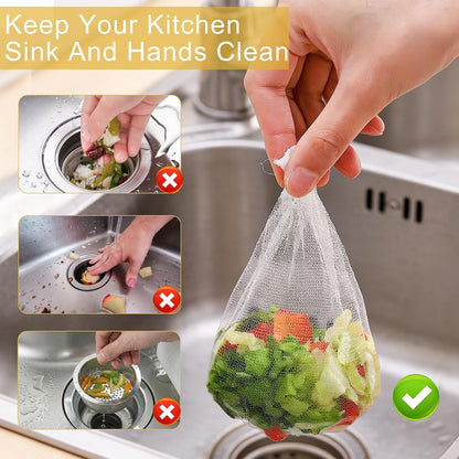 300 PCS Disposable Kitchen Sink Drain Strainer Mesh Bag, Anti-Clogging Mesh Disposable Drain Covers Fits Most Sink Strainers, Filter Nets for Leftover & Kitchen Waste