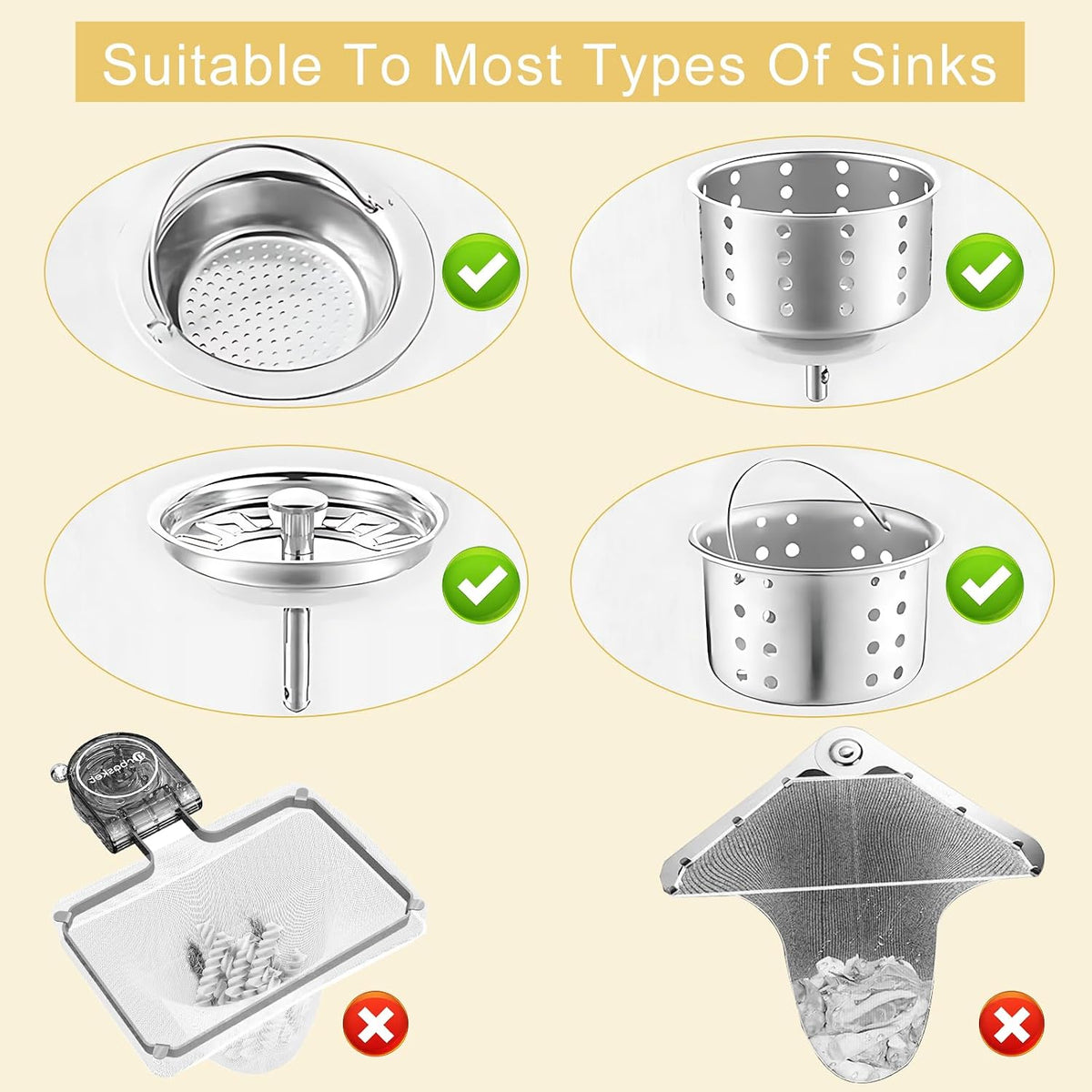 300 PCS Disposable Kitchen Sink Drain Strainer Mesh Bag, Anti-Clogging Mesh Disposable Drain Covers Fits Most Sink Strainers, Filter Nets for Leftover & Kitchen Waste