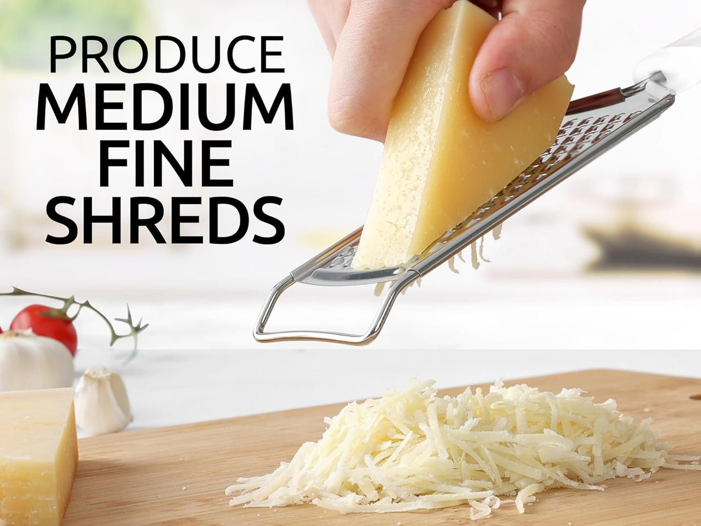 Professional Cheese Grater Stainless Steel - Durable Rust-Proof Metal Lemon Zester Grater With Handle - Flat Handheld Grater For Cheese, Chocolate, Spices, And More - Black