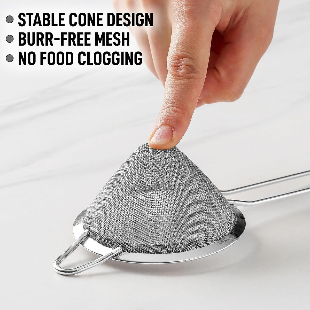 304 Stainless Steel Fine Mesh Strainer 3.35 in - Strainers Fine Mesh, Tea Strainers for Loose Tea - Perfect for Tea, Cocktails, Juicing, Drinks, Liquids, Matcha, Coffee & More