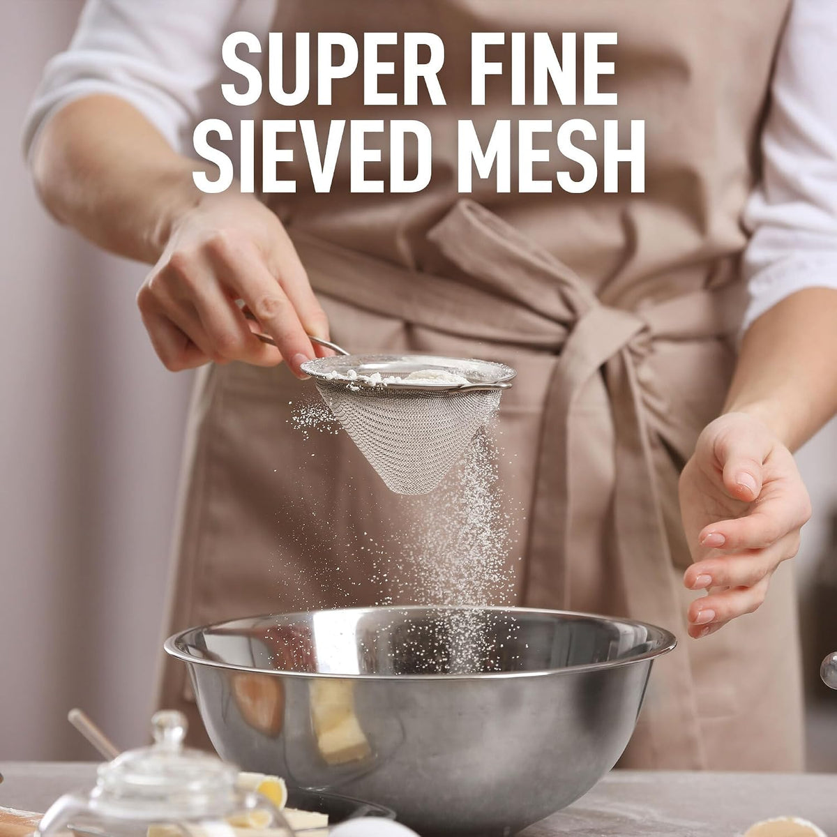 304 Stainless Steel Fine Mesh Strainer 3.35 in - Strainers Fine Mesh, Tea Strainers for Loose Tea - Perfect for Tea, Cocktails, Juicing, Drinks, Liquids, Matcha, Coffee & More
