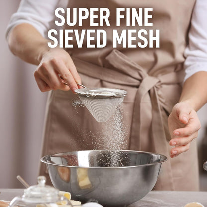 304 Stainless Steel Fine Mesh Strainer 3.35 in - Strainers Fine Mesh, Tea Strainers for Loose Tea - Perfect for Tea, Cocktails, Juicing, Drinks, Liquids, Matcha, Coffee & More