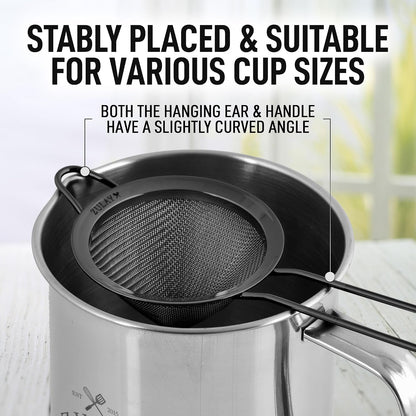 304 Stainless Steel Fine Mesh Strainer 3.35 in - Strainers Fine Mesh, Tea Strainers for Loose Tea - Perfect for Tea, Cocktails, Juicing, Drinks, Liquids, Matcha, Coffee & More