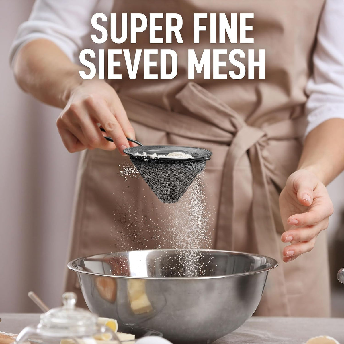 304 Stainless Steel Fine Mesh Strainer 3.35 in - Strainers Fine Mesh, Tea Strainers for Loose Tea - Perfect for Tea, Cocktails, Juicing, Drinks, Liquids, Matcha, Coffee & More