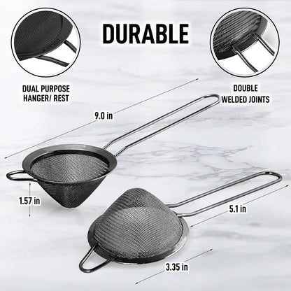 304 Stainless Steel Fine Mesh Strainer 3.35 in - Strainers Fine Mesh, Tea Strainers for Loose Tea - Perfect for Tea, Cocktails, Juicing, Drinks, Liquids, Matcha, Coffee & More