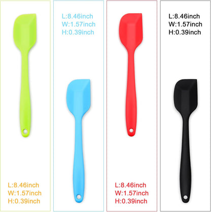 Silicone Spatula 4-piece Set,Heat-Resistant Spatulas,Non-stick Rubber Spatulas with Stainless Steel Core