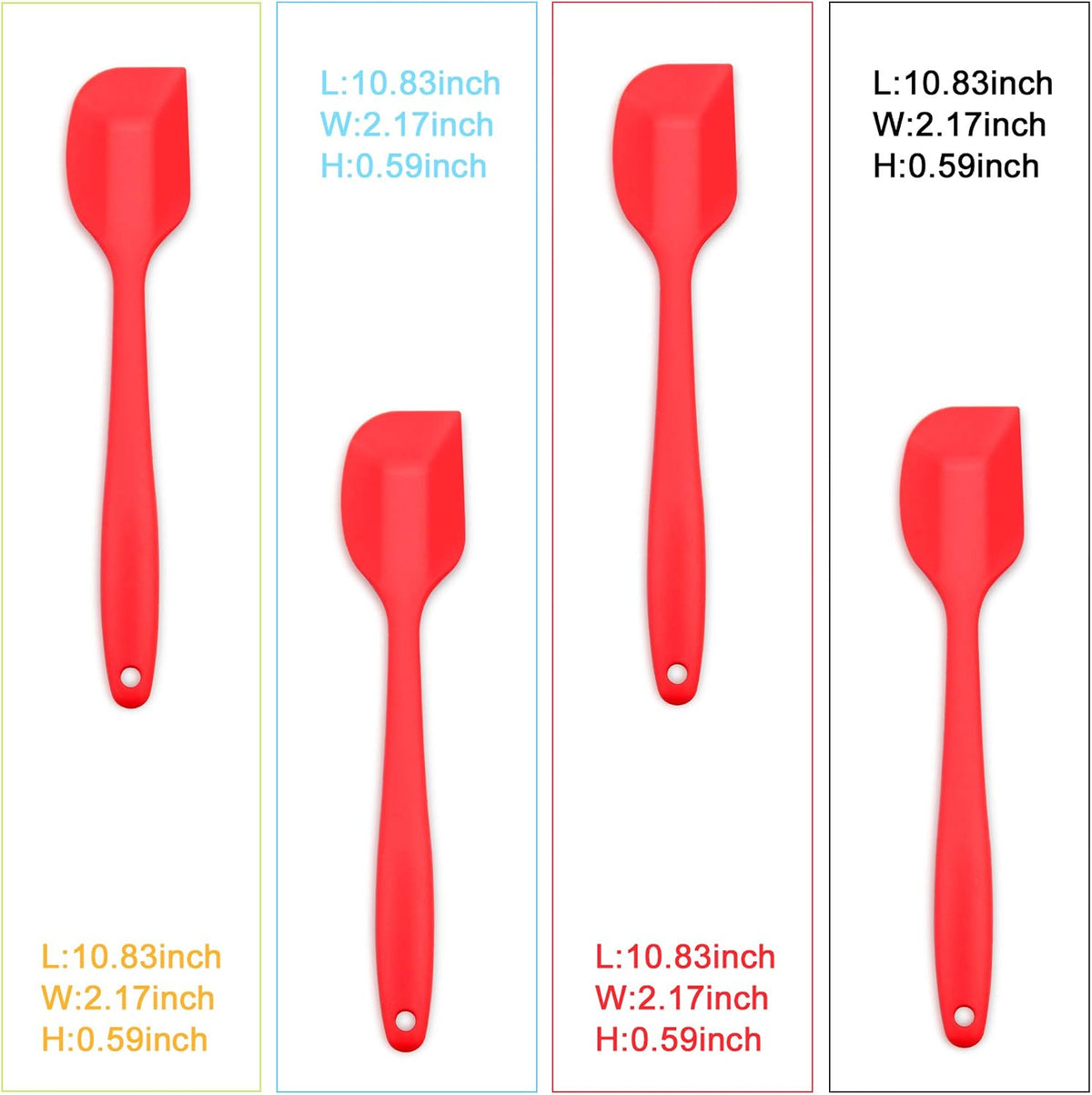 Silicone Spatula 4-piece Set,Heat-Resistant Spatulas,Non-stick Rubber Spatulas with Stainless Steel Core